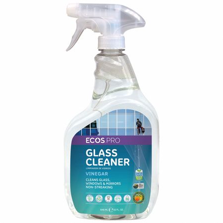 ECOS PRO Liquid Glass Cleaner, Clear, Vinegar, Trigger Spray Bottle, 6 PK PL9300/6