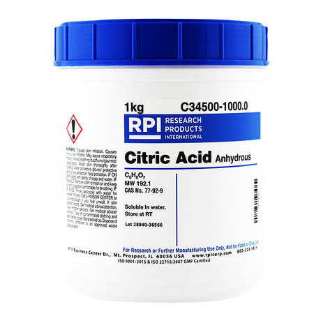 RPI Citric Acid, 1Kg C34500-1000.0