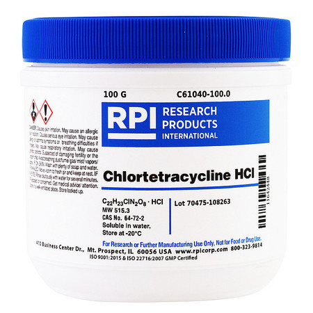 RPI Chlortetracycline Hydrochloride, 100g C61040-100.0