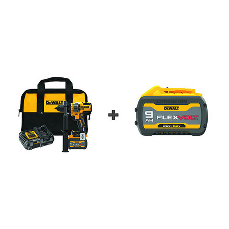 DEWALT Hammer Drill, 1/2 in, 20V, BONUS BATTERY DCD999T1/DCB609