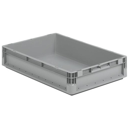 Ssi Schaefer Straight Wall Container, Gray, Polypropylene, 16 in L, 12 in W, 5 in H, 0.36 cu ft Volume Capacity ELB4120.GY1