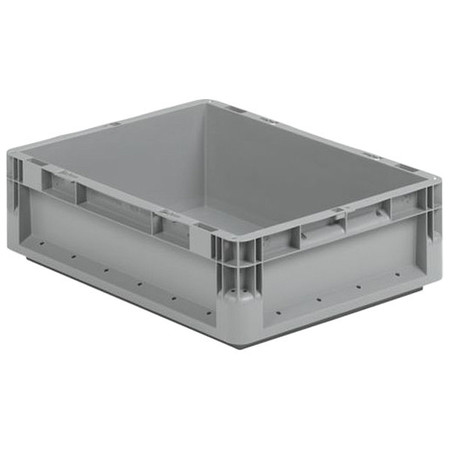 Ssi Schaefer Straight Wall Container, Gray, Polypropylene, 16 in L, 12 in W, 9 in H, 0.68 cu ft Volume Capacity ELB4220.GY1