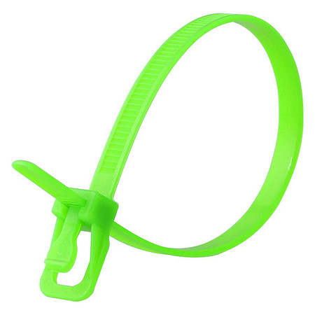 RETYZ Releasable Tie, Fluor. Green, Nylon, PK100 EVT-S08FG-TA
