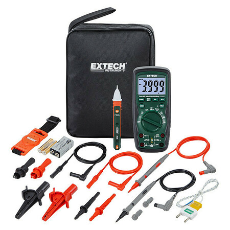 EXTECH Multimeter and Voltage Detector, LCD EX505A-K