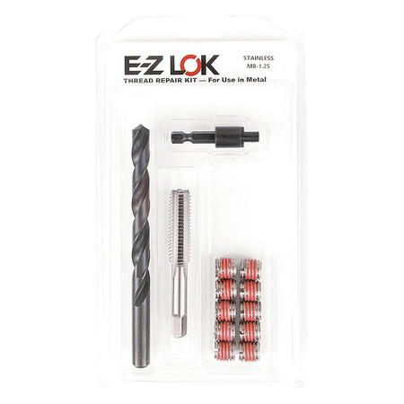 ZORO SELECT Thread Repair Kit, Self Locking Thread Inserts, 18-8 Stainless Steel, 10 Inserts EZ-453-8
