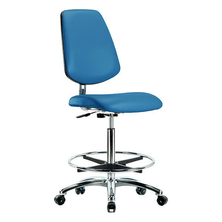 BLUE RIDGE ERGONOMICS Vinyl High Bench Chair, 25-3/4" to 35-1/2", Blue BR-ECR-VHBCH-MB-CR-CF-EC-ESDBLU