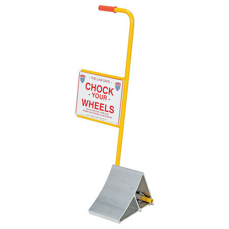 Vestil Aluminum Wheel Chock With Handle & Sign EALUM-7-HS
