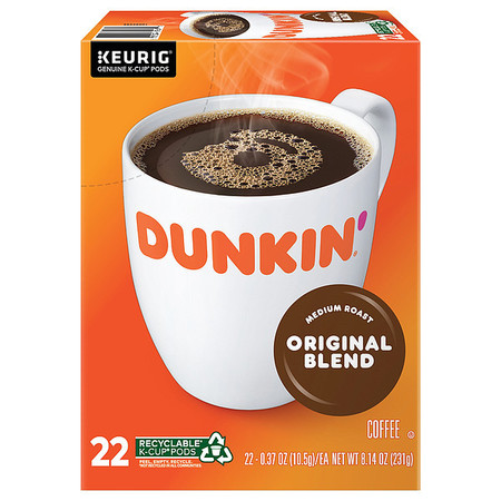 DUNKIN Coffee, 8.14 oz Net Wt, Ground, PK22 881334012675