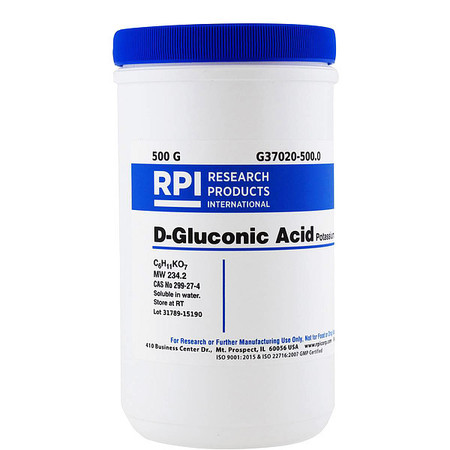 RPI D-Gluconic Acid, Potassium Salt, 500g G37020-500.0