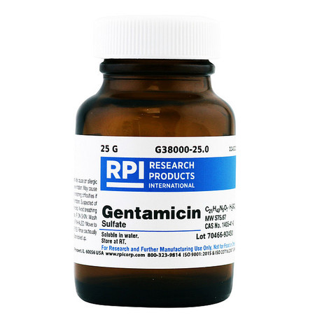 RPI Gentamicin Sulfate, 25g G38000-25.0
