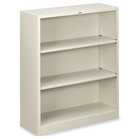 HON Metal Bookcase, Three-Shelf, 34-1/2w x 12-5/8d x 41h, Light Gray HS42ABC.Q