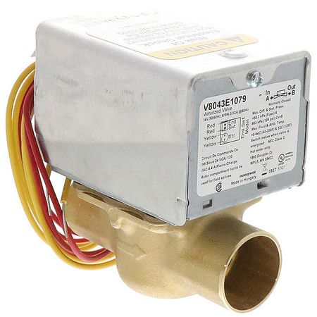 HONEYWELL HOME Zone Valve, Sweat, Sz ID 1In V8043E1079