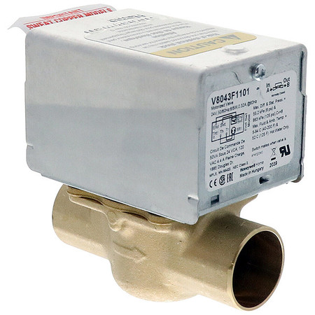 HONEYWELL HOME Zone Valve, Sweat, Sz ID 1In V8043F1101