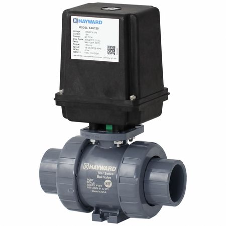 HAYWARD FLOW CONTROL Actuated Ball Valve, Tube Size 1", PTFE EAUTBH110STV