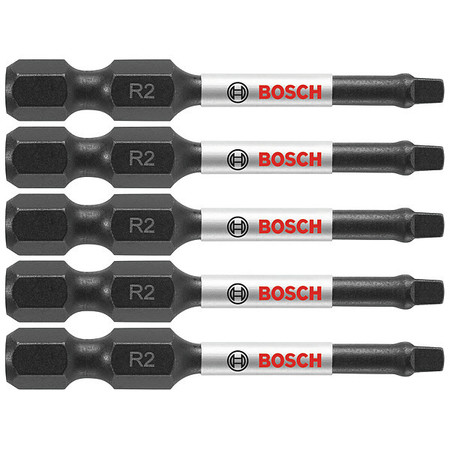 BOSCH Screwdriver Bits, 1/4" Hex Shank, 2" L, PK5 ITSQ2205