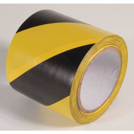 Incom Marking Tape, Striped, Black/Yellow, 4" W, Material: vinyl VHT410
