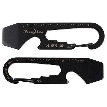 NITE IZE Carabiner Key Clip, 11/16 in Ring Size, Black KMT-01-R3