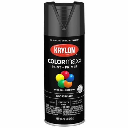 Colormaxx Spray Paint, Gloss, Black, 12 oz K05505007