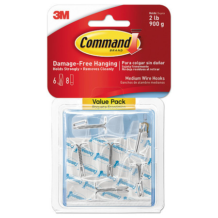 COMMAND Hook, Clear, Wire, PK6 17065CLRVPES