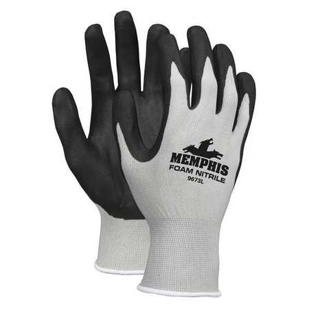 Mcr Safety Foam Nitrile Coated Gloves, Palm Coverage, Gray, M, PR VP9673M