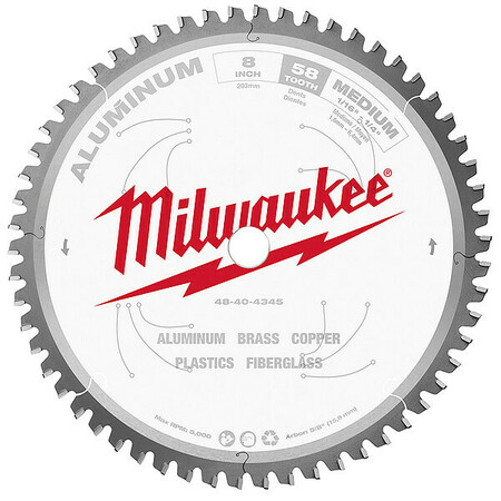 Milwaukee Tool 8 in. 58 Tooth Aluminum Cutting Circular Saw Blade (5/8 in. Arbor) 48-40-4345