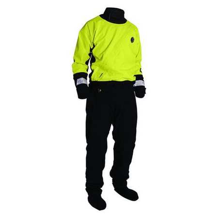 MUSTANG SURVIVAL Water Rescue Dry Suit, L, Hi-Viz Ylw/Blk MSD576-251-L-101