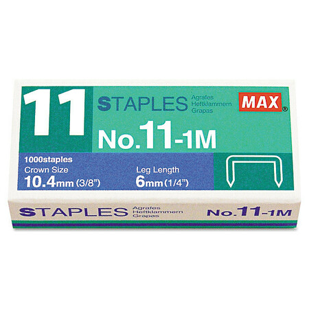 MAX Staples, For HD-11F, Silver, PK1000 NO.11-1M