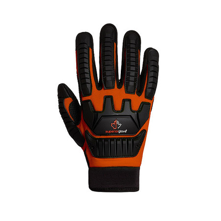 SUPERIOR GLOVE Work Gloves, L ( 9 ), Black/Orange MXVSBE/L