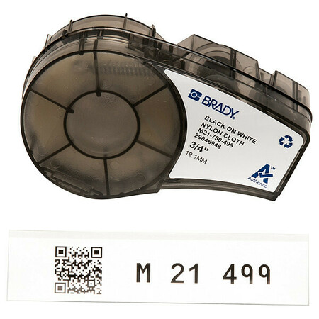 Brady Aggressive Adhesive Multi-Purpose Nylon Labels, 3/4 in W x 16 ft L, Black on White M21-750-499