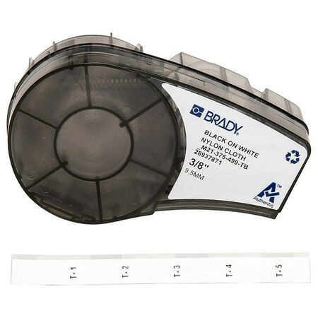 BRADY Label Tape Cartridge, Black/White, Labels/Roll: Continuous M21-375-499-TB