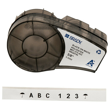BRADY Label Tape Cartridge, Black/White, Labels/Roll: Continuous M21-375-423