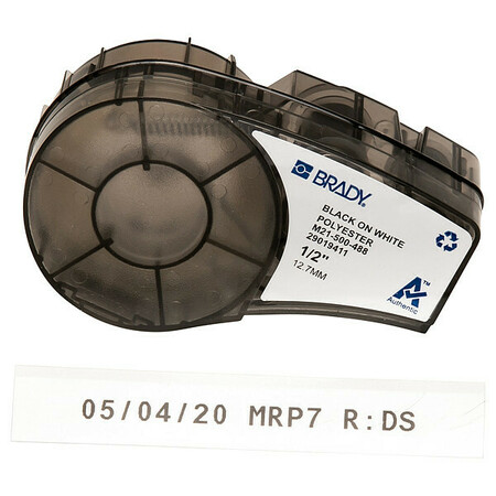 Brady Label Tape Cartridge, Black/White, Labels/Roll: Continuous M21-500-488