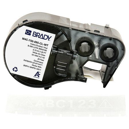 BRADY Precut Label Roll Cartridge, Clear, Gloss M4C-750-595-CL-WT