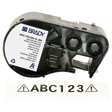 BRADY Precut Label Roll Cartridge, Clear, Gloss M4C-750-595-CL-BK
