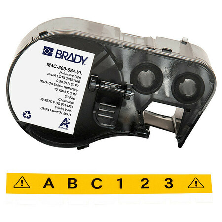 BRADY Precut Label Roll Cartridge, Yellow, Gloss M4C-500-584-YL