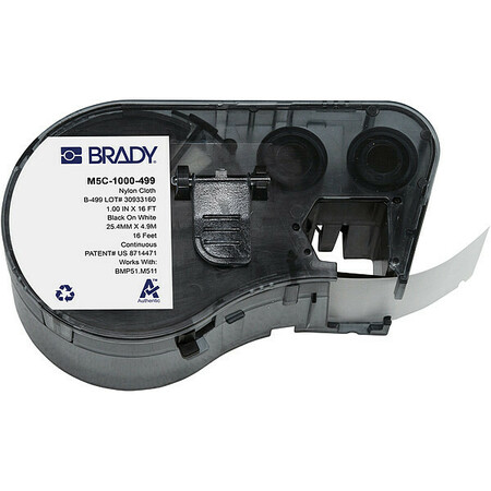BRADY Precut Label Roll Cartridge, White, Matte M5C-1000-499