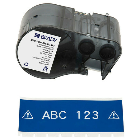 BRADY Precut Label Roll Cartridge, Blue, Gloss M5C-1500-595-BL-WT