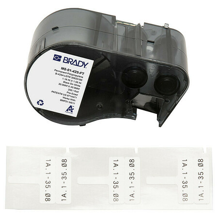 BRADY Label Cartridge, Polypropylene, Whte, Matte M5-01-425-FT