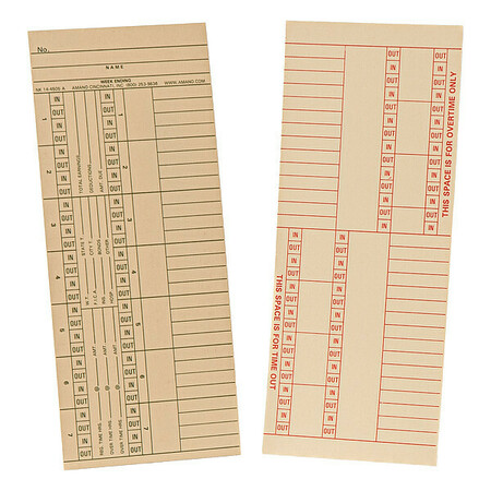 AMANO Payroll Time Card, Double Sided, PK1000 NK14-4505A