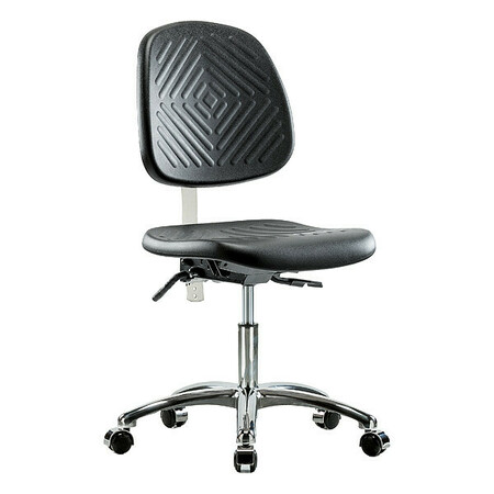 BLUE RIDGE ERGONOMICS Clean Room Chair, 17-1/2" to 22-3/4" Height, No Arms, Black BR-NCR-PDHCH-MB-CR-T1-A0-CC-BLK