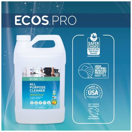 ECOS PRO Cleaner/Degreaser, 1 gal Jug, Liquid, Yellow, 4 PK PL9748/04