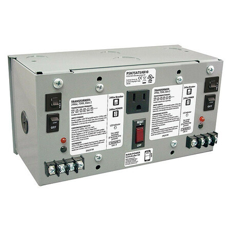 FUNCTIONAL DEVICES-RIB Class 2 Transformer, (2) 75 VA, NEMA 1, Not Rated, 24V AC, 120/208/240/277/480V AC PSH75A75AB10