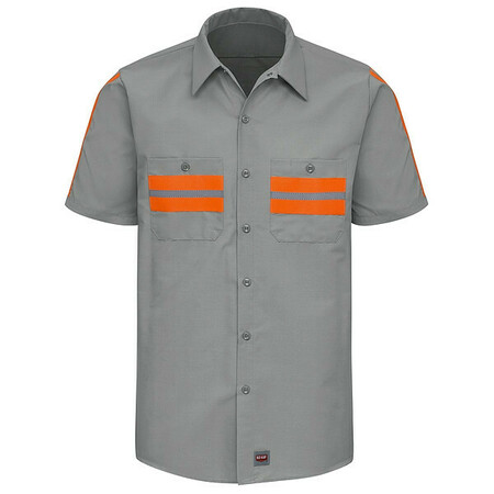 RED KAP Mens Ss Lt Gray Workshirt W/Evt, M SP24WM SS M