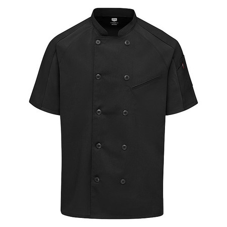 RED KAP Chef Coat, 4XL, Black 052MBK SS 4XL