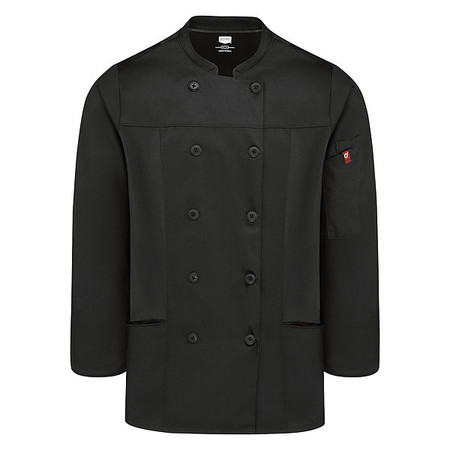 RED KAP Chef Coat, L, Black 053WBK RG L