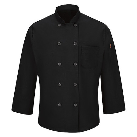 RED KAP Chef Coat, L, Black 042XBK RG L