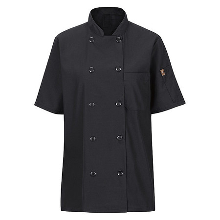 RED KAP Chef Coat, M, Black 045XBK SS M