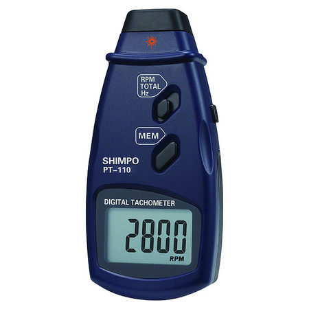 Shimpo Tachometer, 5 Digit LCD, 1.6 ft. Distnce PT-110