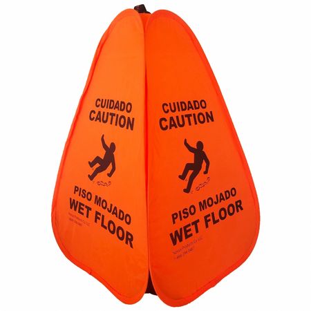 NOVUS PRODUCTS Wet Floor Sign, 20 in Height, 12 in Width, Nylon, English and Spanish PC20WF-Orange