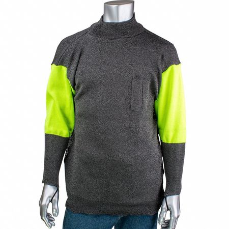 KUT GARD Cut and Abrasion Resistant Pullover, Hi-Vis Sleeves, Removable Belly Patch, XL P190SP3CMHVBUV-PP1-TL-2XL